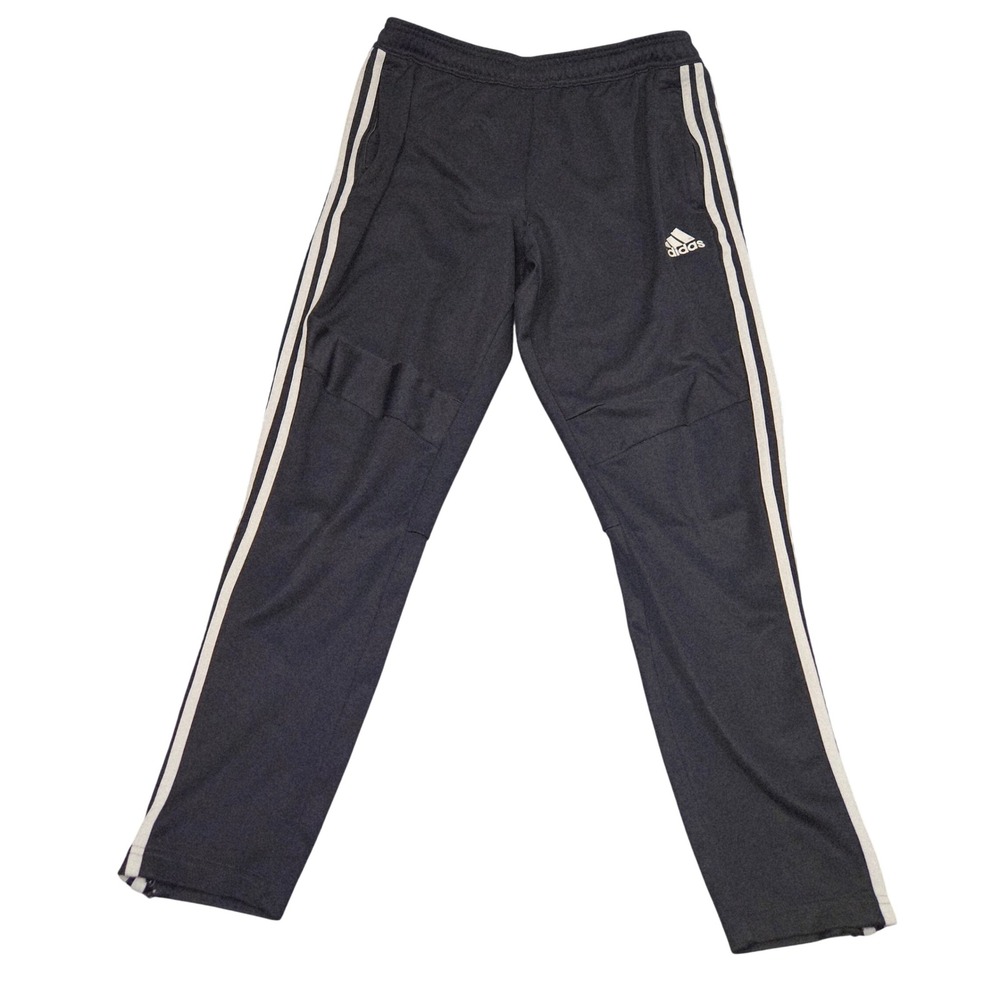 Adidas Track Pants Mens Large Black White 3 Stripes Zip Ankles Lounge Athleisure